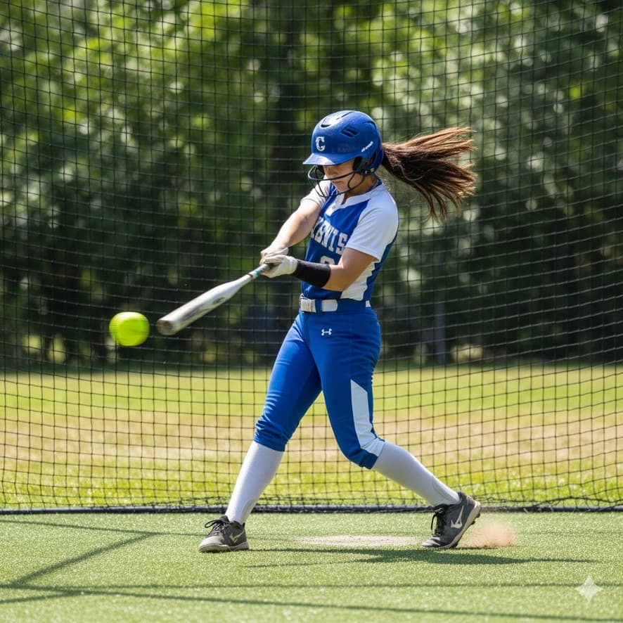 Softball batting cage practice