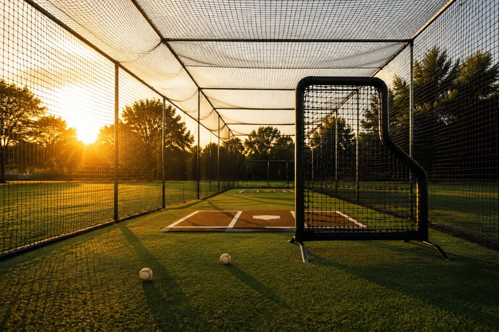 Finished indoor batting cage facility