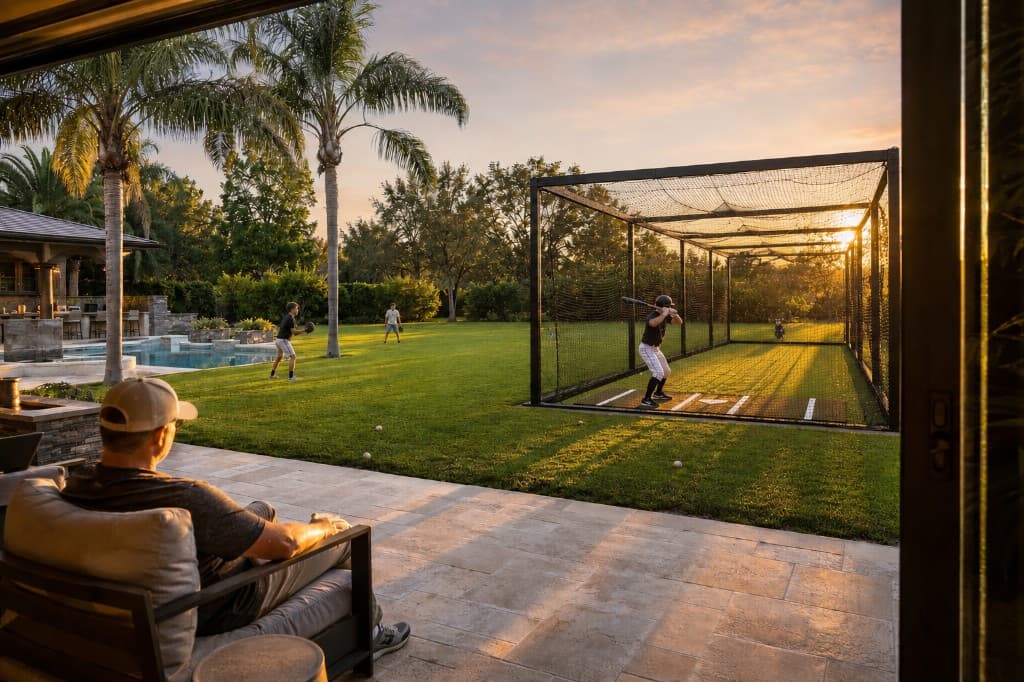 Backyard batting cage construction project