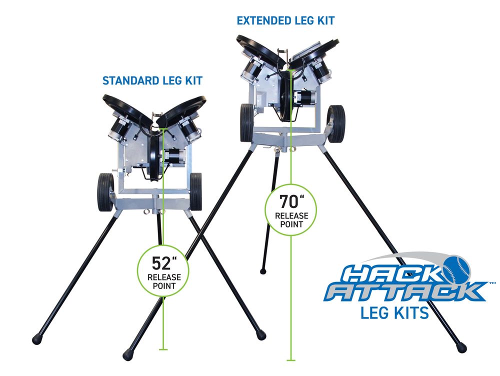 Hack Attack Baseball Pitching Machine with Extended Legs