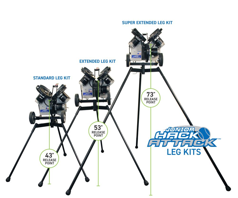 Junior Hack Attack Baseball Pitching Machine with Extended Legs